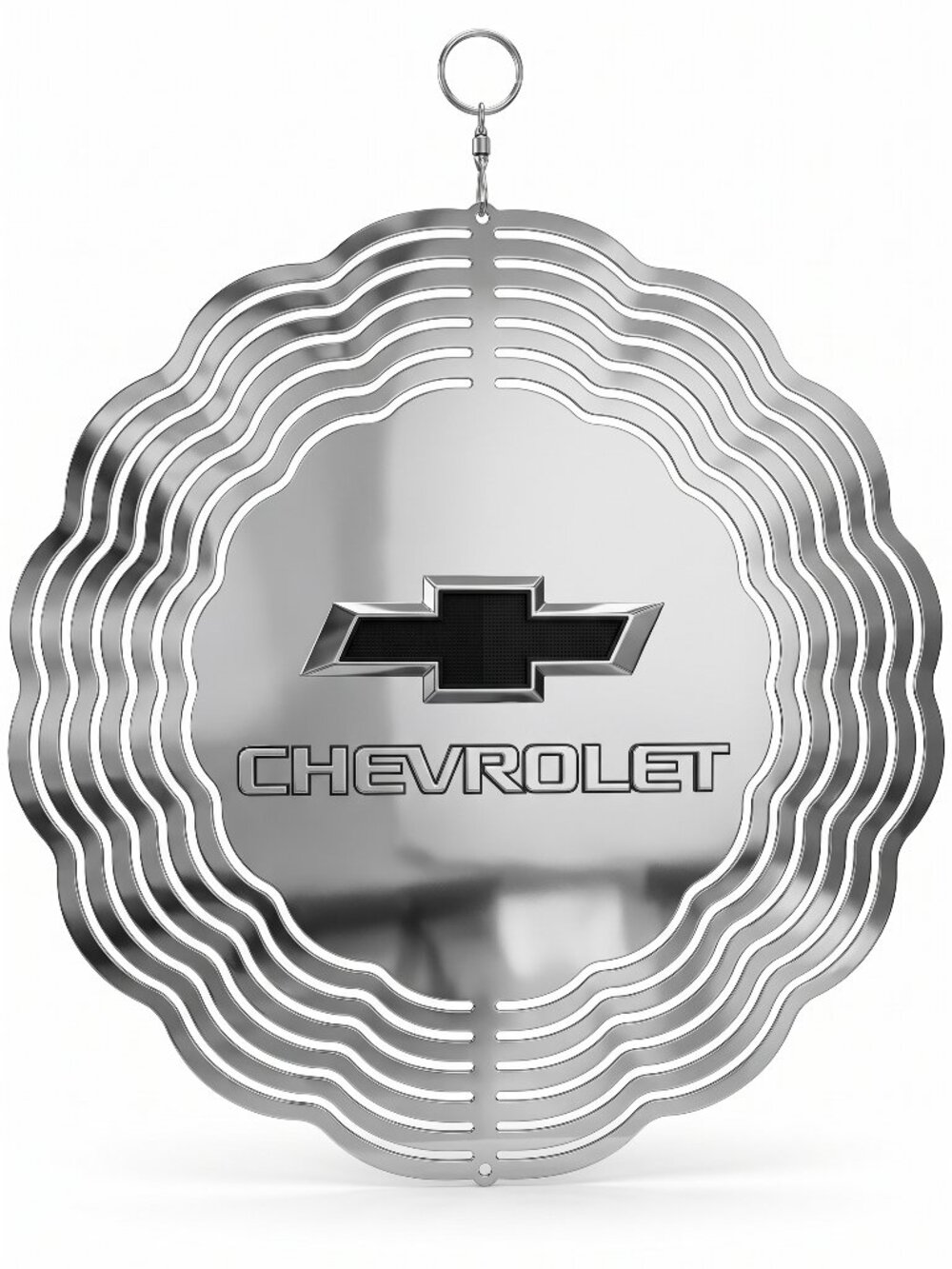 10" Chevy Black Bowtie Logo Metal Kinetic Wind Spinner - Outdoor Yard Decor